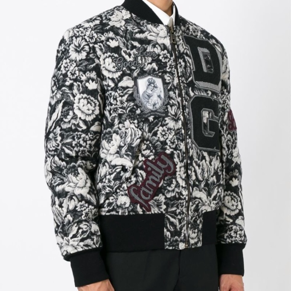D & G Amore Gray Floral Baroque Family Bomber
